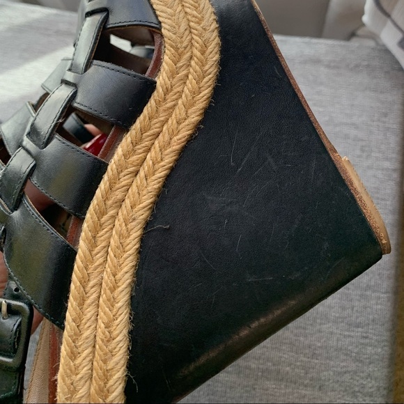 Christian Louboutin Black Barcelona Leather Wedge Sandal Size 39 - Picture 8 of 16